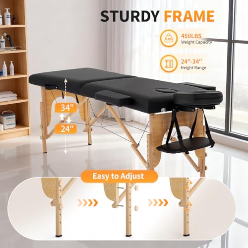 image for BestMassage Massage Bed Portable Massage Table 24 inch Wide Lash Bed H