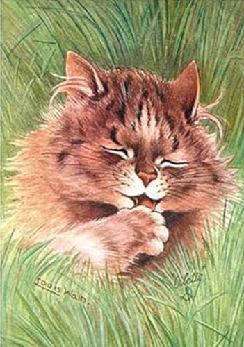 Impression Louis Wain Chat Dans L'herbe Toile Contre Murs Vides