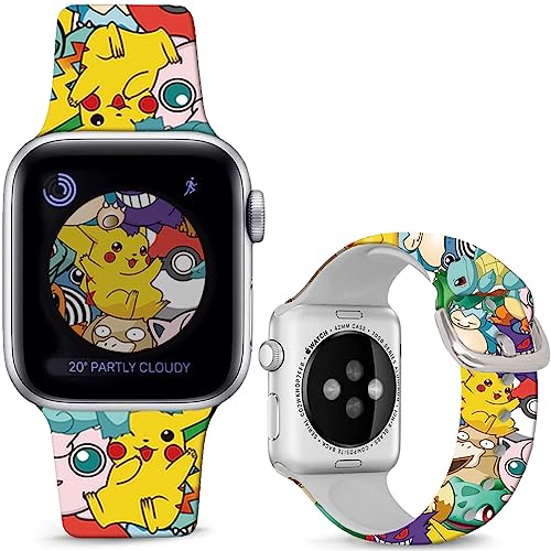Hepsun Compatible with Apple Watch Band Pikacu Dinosaur 42mm 44mm 45mm/Ultra 49mm,Soft Silicone Magic Fancy Strap Compatible with iWatch Series SE 9 8 7 6 5 4 3 2 1 Kids Men Women