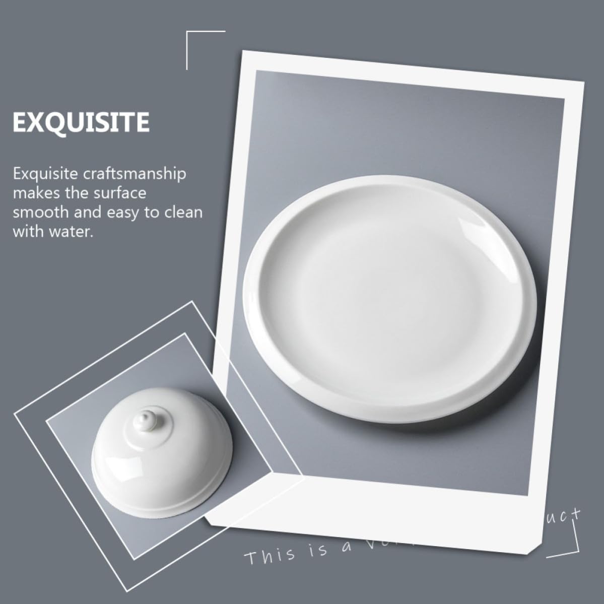 DECHOUS Piatto in Ceramica Francese con Coperchio, Piatto da Portata Bianco per Bistecca e Dessert, Resistente per Uso Prolungato, per Casa e Hotel