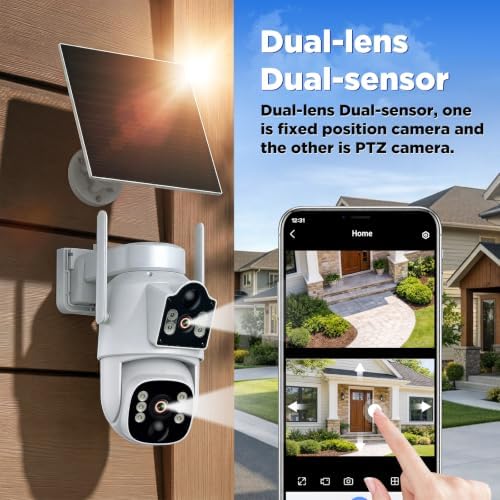 Camcamp 4G Cellular Security Camera, Solar Camera Wireless Outdoor 2K 360° PTZ Live View with Auto-Tracking, Color Night Vision, Built-in SIM Card, Cloud Storage, IP66 Weatherproof - 2