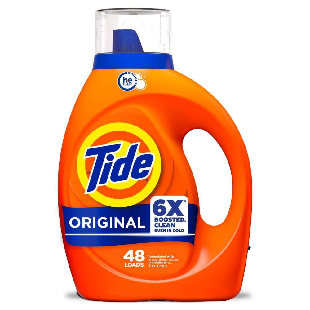 Tide Laundry Detergent Liquid, Original Scent, 48 Loads, 60 fl oz, Works on 100% of Common Stains