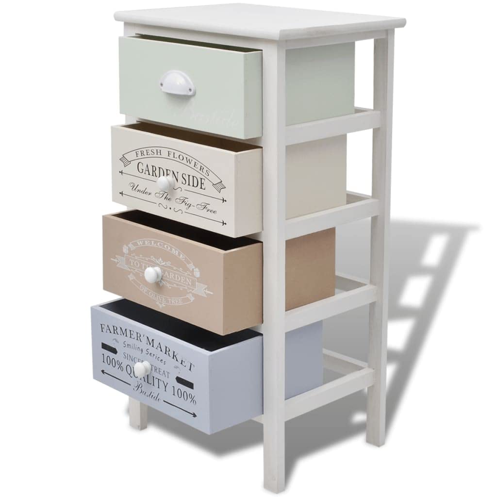 Genérico Mueble de almacenaje Estilo francés con 4 cajones Madera,Mobiliario,Armarios y Almacenamiento,Taquillas y armarios de Almacenamiento,242877