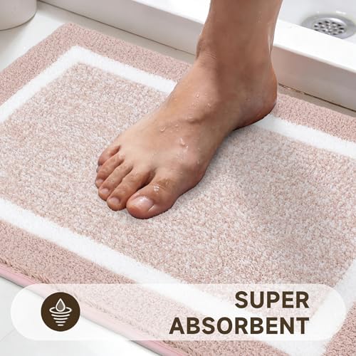 Pauwer Bathroom Rugs Set 5 Piece, Non Slip Microfiber Bath Mat, Dusty Pink - image 4