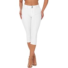 roswear Womens Capri Pants Trendy Mid Rise Skinny Stretchy Front Seam Denim Jeans