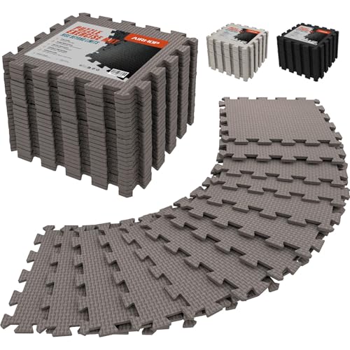 Airhop 18 Tiles Gym Floor Mat, Eva Foam Puzzle Gym Mat, High-Density Interlocking Foam Floor Tiles For Home Gym, Play Workout Garage Kitchen Flooring