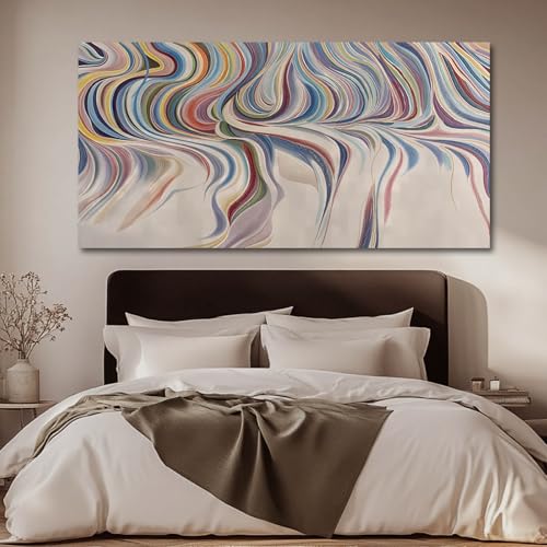 YETHEN WAL Multicolor Swirl Wall Art Vibrant Abstract Fluid Canvas Prints Modern Artwork for Living Room Bedroom Office Decor 29x58 Inch by YETHEN WAL - Used condition - Image 5