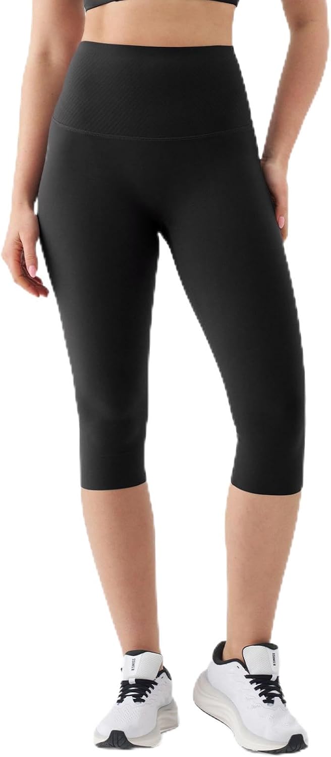 K-Swiss Women's 16" Capri Leggings - No Front Seam Soft Stretchy High Waist