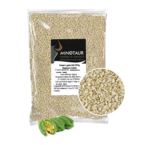 Minotaur Seeds | Sésame Blanc décortiqué, Graines de Sésame Naturelles, Vegan, 2 x 500 g (1 Kg)