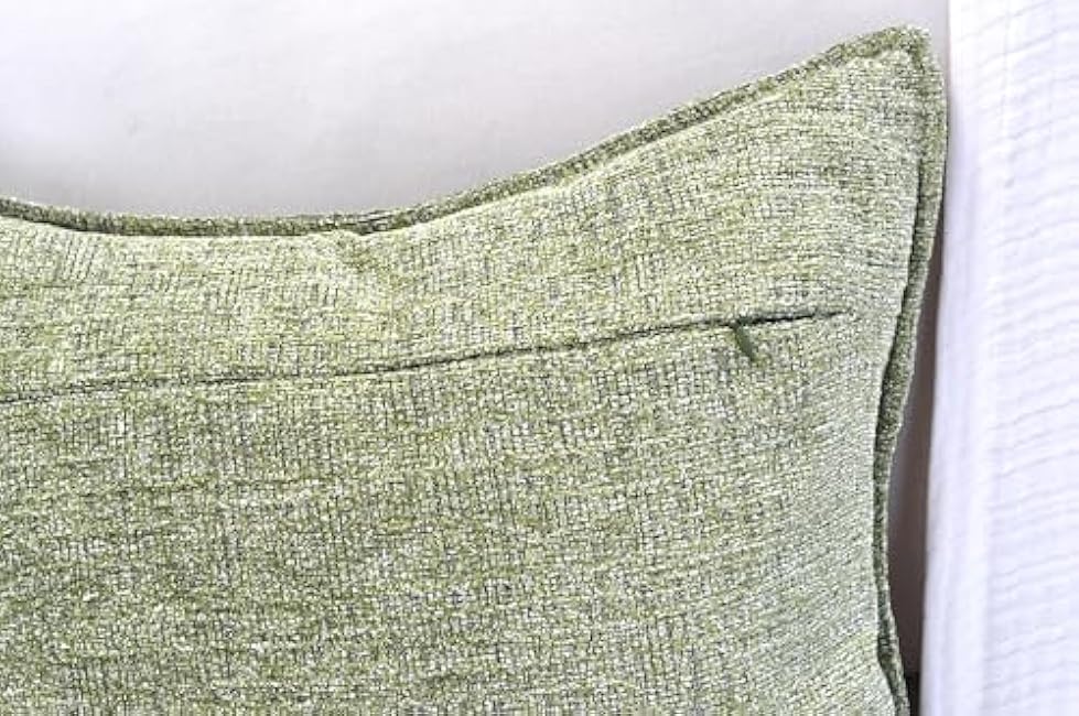 20x20 inch Throw Pillow Covers Olive Green Soft Textured Chenille Pack of 2 Solid Cushion Cases for Sofa, Accent Chair, Couch, Modern Cozy Pillow Cases