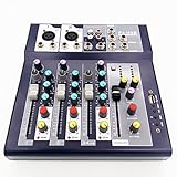 Weymic Professional Mixer | 4-Channel 2-Bus Mixer with USB disk Input 48V Phantom Power for Recording DJ Stage Karaoke Music Application