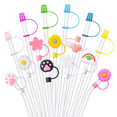 27 Pieces Straw Tips Cover Reusable Drinking Straw Lids, Silicone Straw Plug Drinking Dust Cap, Colorful Drinking Straw Caps for 6-8 mm Straws Anti-dust Straw Tips Plugs (Straw Not Included)