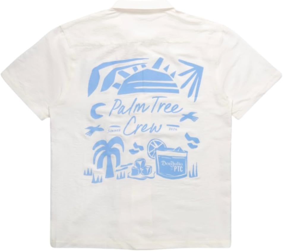 Palm Tree Crew Men's Short-Sleeve Linen Button Down Shirt, Premium Cotton Knit Top, Classic-fit & Richly Detailed