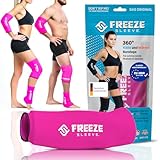 FREEZE SLEEVE Kühlbandage mit Wärmefunktion. Wiederverwendbar und hält von selbst mit 360° Wirkung Kühlpack für Knie Ellbogen Gelenke hilft bei Tennisarm Knieschmerzen (Pink - XXL)