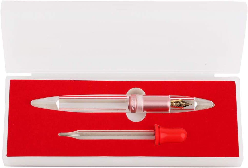 MAJOHN M2 Fountain Pen Metallic Rose Gold Transparent Eye Dropper Filling Large-Capacity Ink Storing, Fine Nib Gift Set