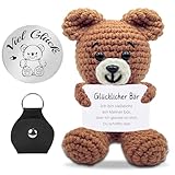 QUANMAITONG Glücksbringer Bär Pocket Hug Geschenk Für Frauen, Lustige Mutmacher Kinder Geschenk Weihnachten Glücksbringer Prüfung，Gute Besserung Geschenke Beste Freundin (C)