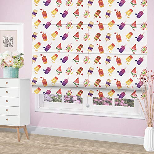 Cordless Roman Shades Window Shades, Ice Cream Light Filtering Custom Window Roman Blinds, 10% Linen Fabric Roman Shades For Windows, French Doors, Doors, Kitchen Windows, Kid's Room #TOP1