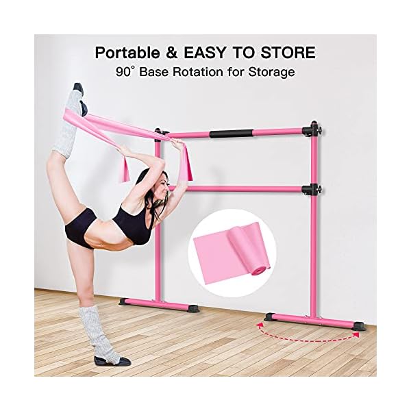 EVERYMILE-Ballet-Barre-Portable-for-Home-Kids-Ballet-Bar-41-Adjustable-Freestanding-Height-Ballet-Equipment-for-Balance-Barre-Workout-Dance-Bar-with-Leg-Stretch-Band-for-Studio-Dancers-Children EVERYMILE Ballet Barre Portable for Home, Kids Ballet Bar, 41” Adjustable Freestanding Height Ballet Equipment for Balance, Barre Workout, Dance Bar with Leg Stretch Band for Studio Dancers Children