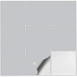Revestimiento Para Azulejos De Baño Kiwistar Gray - Adhesivo para azulejos (15 x 15 cm, 50 unidades), color gris claro
