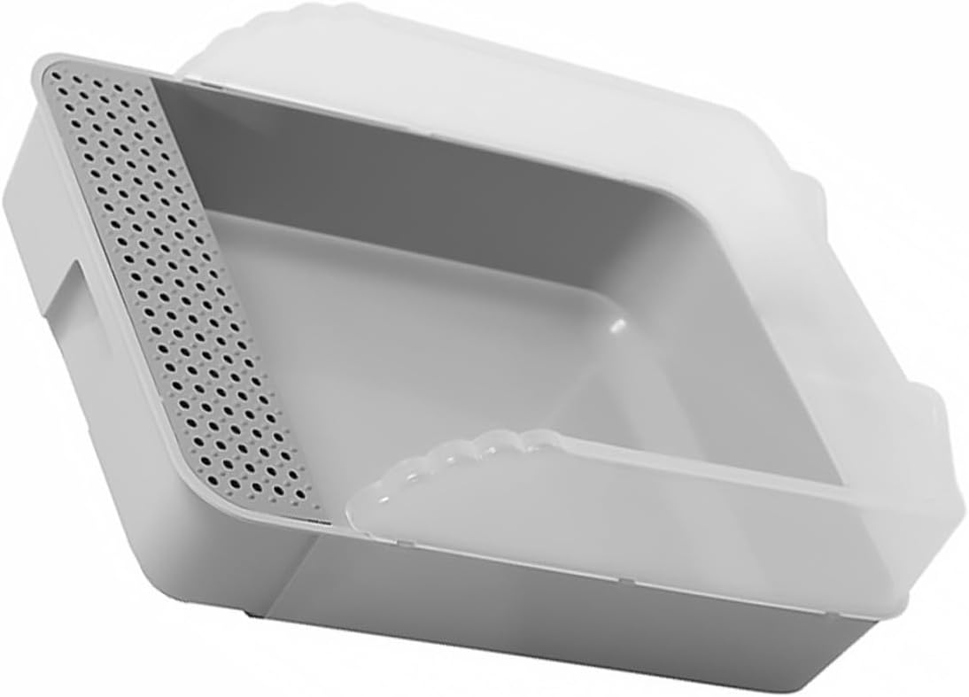 Semi-Enclosed Cat Litter Box for Kittens Splash-Resistant Plastic Toilet Pan with Spacious Interior Easy to Clean and Replace Odor-reducing Design for Fresh Air and Comfortable Pet