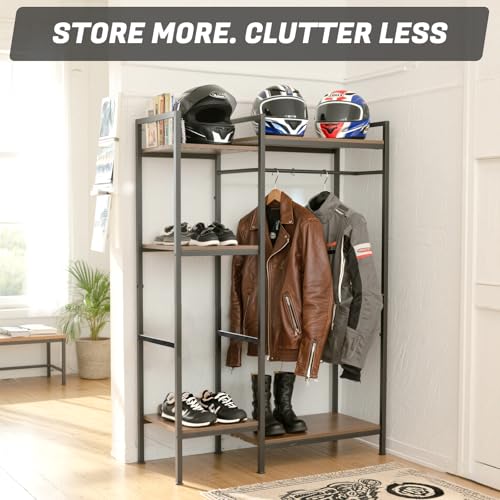 TONGMO Motorcycle Gear Rack, Heavy Duty Helmet Stand, Large Motorcycle Gear Storage Rack for Helmet, Jacket, Boots & Riding Accessories by TONGMO - Used condition - Image 7