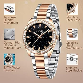 CIVO Damenuhr Quadratisch Gold Edelstahl Armbanduhr Damen Einfache Wasserdicht Analog Eckig Quarzuhr, Elegant Geschenke für Frauen