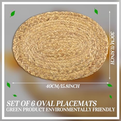 Bencailor 6 Pcs Jute Woven Placemats Natural Braided Placemats Heat Resistant Decorative Table Mats Set of 6 Boho Vintage Table Mats for Christmas Home Dining Kitchen Parties Decoration(Oval) by Bencailor - Image 3