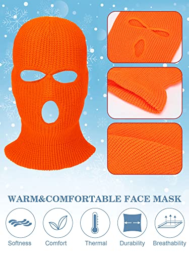 6 Pieces Kids 3 Hole Balaclava Ski Mask Knitted Full Face Mask Ski Face Cover for Boys Girls Thermal Hoodie Beanie, 6 Colors (Bright Colors)3