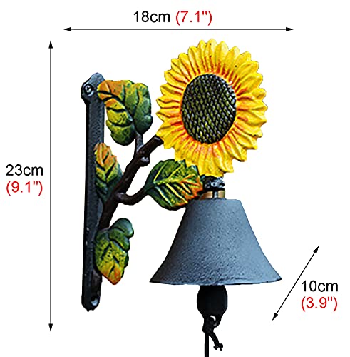Ljha Dinner Bell Manually Shaking Doorbell, Indoor& Outdoor Wall Mounted Dinner Bell, Antique Iron Sunflower Hand Bell For Backyard Porch Garden Home #TOP2