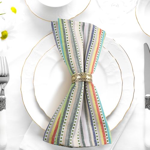 Urban-Villa-Set-of-12-20×20-Inches-Dinner-Napkins-Dobby-Stripes-Cloth-Napkins-Beige-Multi-Color-Dinner-Napkins-100-Cotton-Napkins-Over-Sized-Cloth-Napkins-with-Mitered-Corners-Dinner-Napkins Urban Villa Set of 12 20×20 Inches Dinner Napkins Dobby Stripes Cloth Napkins Beige Multi Color Dinner Napkins 100 Cotton Napkins Over Sized Cloth Napkins with Mitered Corners Dinner Napkins