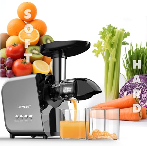 Image of 2026 LUFVEBUT Slow Cold Press Juicer with Reverse Function, Masticating Juicer Machines or Soft & Hard Vegetable Fruit High Juice Yield, Easy to Clean 250W High Power BPA-Free Dishwasher Safe
