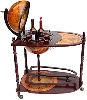 WestWood Globe Shaped Mini Bar Trolley With Table Drinks Cabinet Retro Style Host Glasses Bottles Wine 330MM