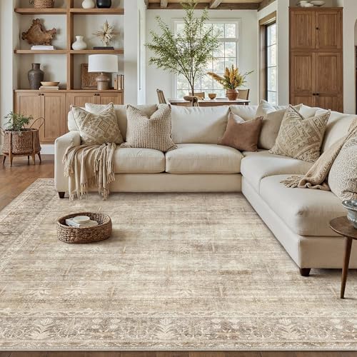 HUGEAR Retro 6x9 Washable Area Rugs Beige Living Room Bedroom