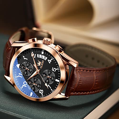 Image of OLEVS Mens Watches Stylish Chronograph Waterproof Luminous Silicon Strap Multifunction Watches for Men Business Men Wrist Watch