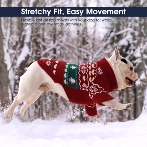 Image of IECOii Dog Sweater for Small & Medium Dogs, Warm Christmas Dog Turtleneck,L