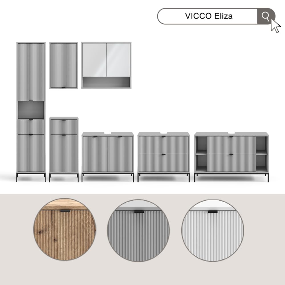 Vicco Mueble bajo Lavabo Eliza, Roble Vikingo, 100 x 63 cm | Con 2 cajones extraíbles, para instalación bajo el lavabo y compatible con la serie Eliza