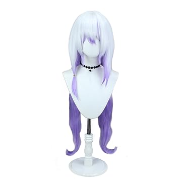 XiongXiongLe Halloween Anime Role Cosplay Wig Long Curly Beige Gradient Purple Hair Wigs for Women Adult Cos Anime Game Party Halloween Christmas
