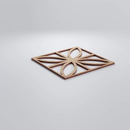 Miniatura 3 de 7 38"W X 7 38"H Extra Pequeña Swansea Decorativos Paneles De Pared De Madera Calado, Roble Rojo