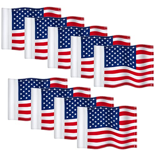 Moukeren 9 Pcs Golf Flag With Tube Inserted 8 L X 6'' H Double Side Standard Practice Putting Green Flags Tube American Flag 420D Nylon Mini Pin Flags For Cart Yard Training(Hole Diameter 0.51") #TOP25