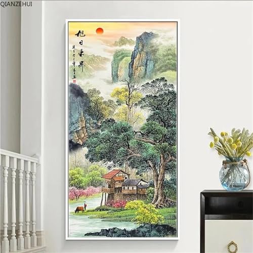 Diamond Painting forêt 100x230 cm par Fheeao, kit complet de broderie diamants XXL pour adulte