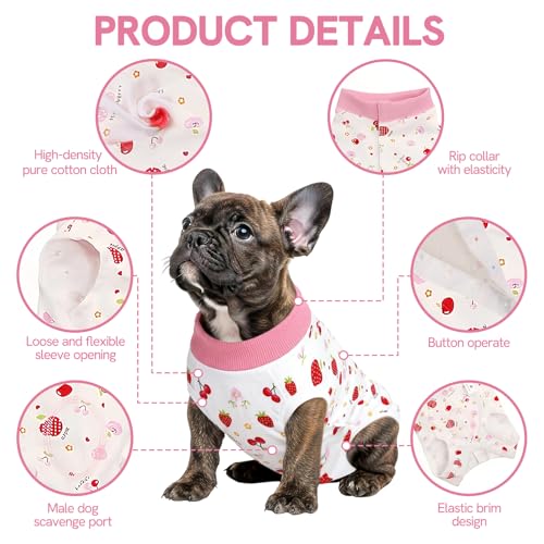 Image of SAWMONG Recovery Suit for Dogs After Surgery Professional, Dog Spay Surgical Suit for Female Dogs, Dog Onesie Bodysuit for Surgery Male Substitute E-Collar Cone, Cherry Pink, X-Small