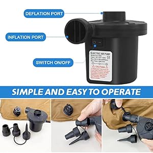 Bomba De Aire Eléctrica Portátil, 240V AC / 12V DC, Bomba De Aire para Colchones Inflables/deflactor para Piscinas, Barcos, Juguetes Hinchable o Camping, con 3 Accesorios