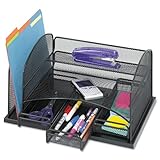 Safco Products 3252BL Onyx Mesh Desktop Organizer with 3 Drawers, Black 16