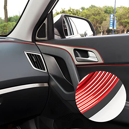 AUCELI Car Interior Trim Strips, 33ft Auto Electroplating Decoration Styling Door Dashboard, Non Slip Gap Fillers Insert Moulding Trim, Flexible Strip Garnish Accessory with Installing Tool