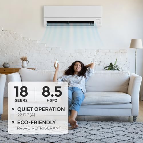 Image of Mitsubishi 9000 BTU 18 SEER2 WX-Series Mini Split Heat Pump System with 15ft Line Set & Installation Kit - R454B Single Zone | Wall Mounted Ductless AC /Heating Unit