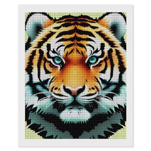 Peinture diamant en forme de tête de tigre kit anti stress adulte débutant