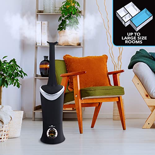 Air Innovations Humidifier Large Capacity 1.7 Gal (6.4L) Whisper-Quiet Cool Mist Ultrasonic For Rooms Up To 600 Sqft Baby Bedroom Bpa Free Up To 96Hs Remote Control Digital Display Aroma Tray (Black) #TOP6