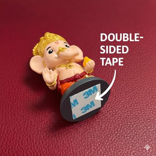 Image of Cute Lord Ganesha God Idol for Car Dashboard with Mushak & Modak - Elegant Ganesha Murti for Home Decor - Decorative Ganesh Ji Showpiece - Ideal for Office & Gift - Ganpati Bappa