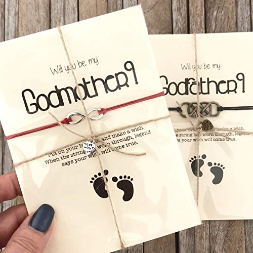 Will You Be My Godparents Gift Set Of 2. Will You Be My Godmother Or Godmother Proposal, Wish Bracelet Gifts For Godmother And Godfather, Godparent Proposal #TOP4