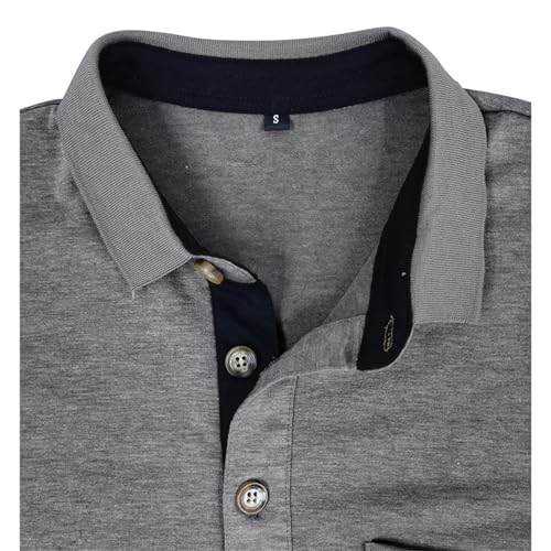 Image of Men's Short Sleeve Polo Shirts Buttons Collared T Shirts with Pocket